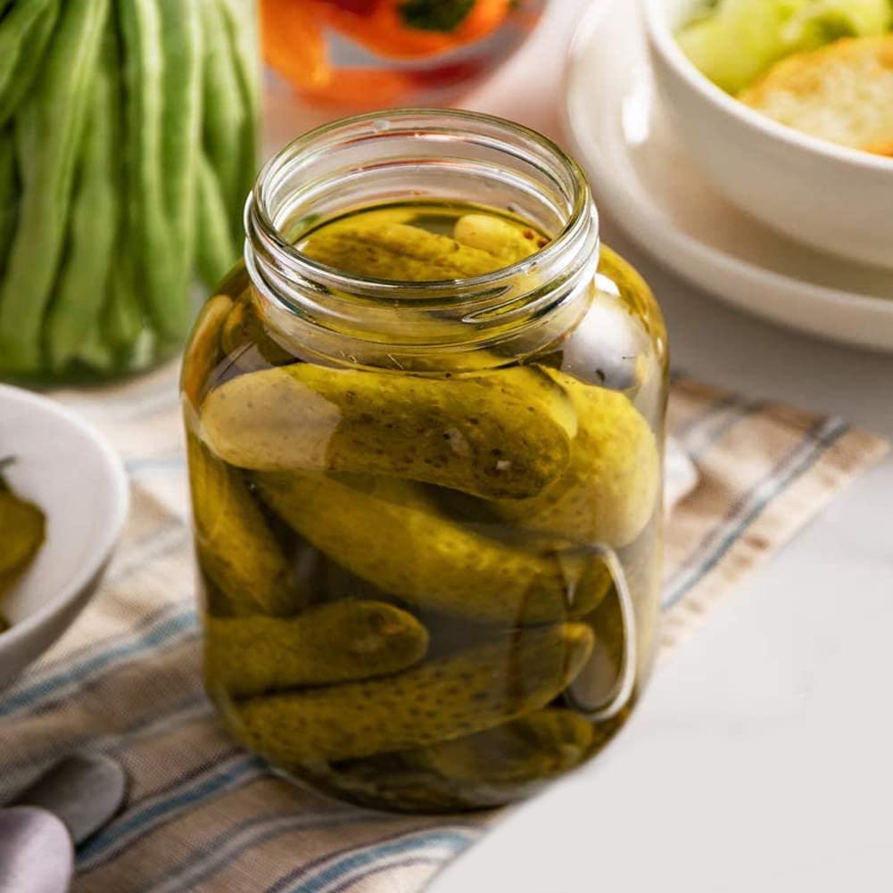 Feelopie Piramal Glass Jar 2000 ml Round pickle Jars for kitchen home storage Transparent airtight Glass Containers for Kitchen